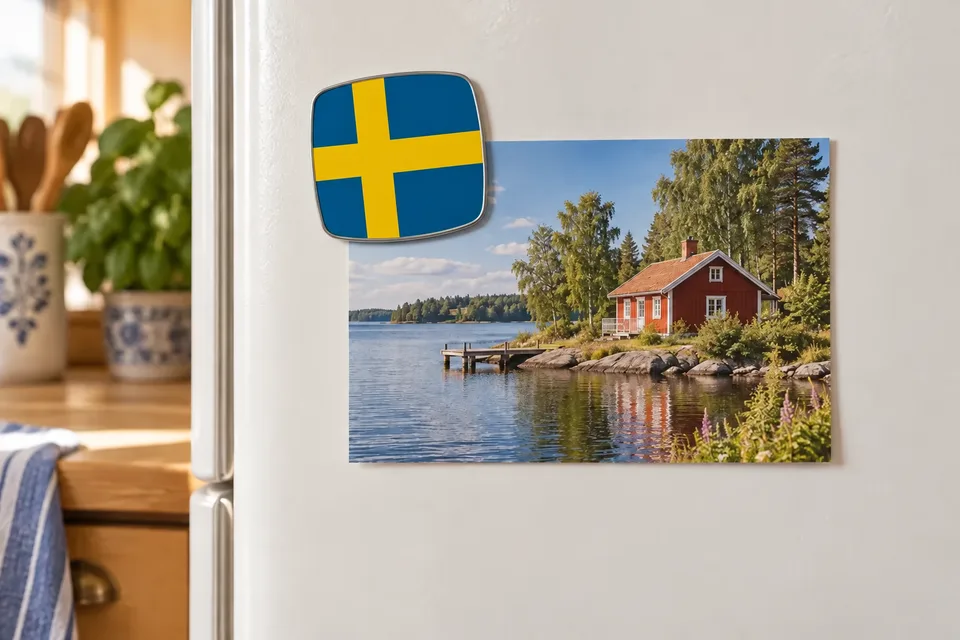 Eckige Magnete · 5,8 × 5,8 cm – Schweden-Liebe